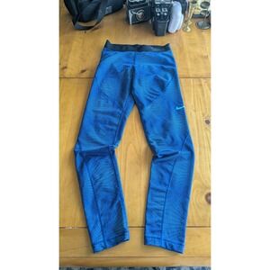 Nike Pro Hyperwarm Women's Blue Graphic Compression Leggings M